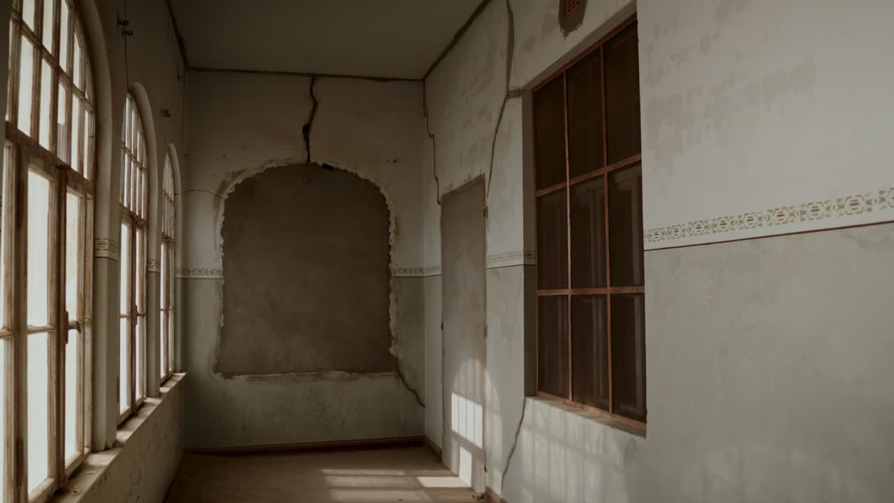Abandoned Interior of a Damaged Historical Building