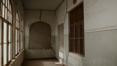 abandoned interior of a damaged historical building