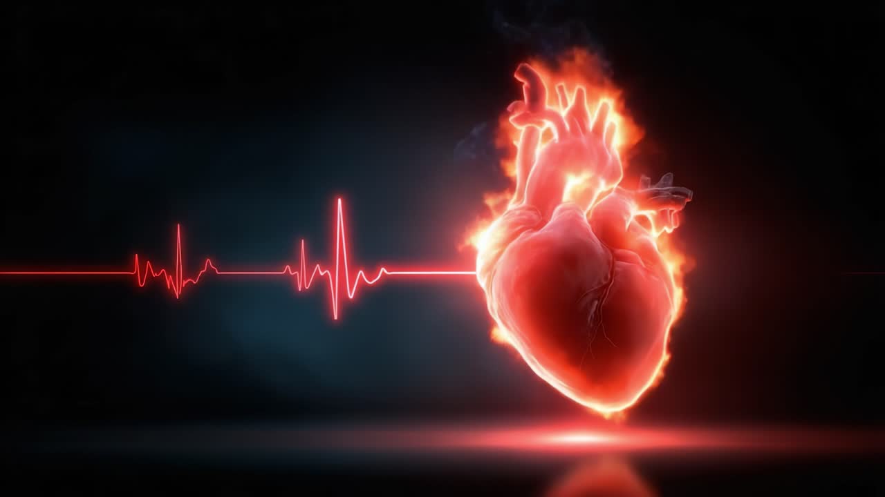 A Visual Journey Through Emotion: The Heartbeat of Life Captured in Radiant Flames and Pulsating Energy Depicting the Essence of Passion and Vitality