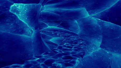 abstract blue ice cave tunnel