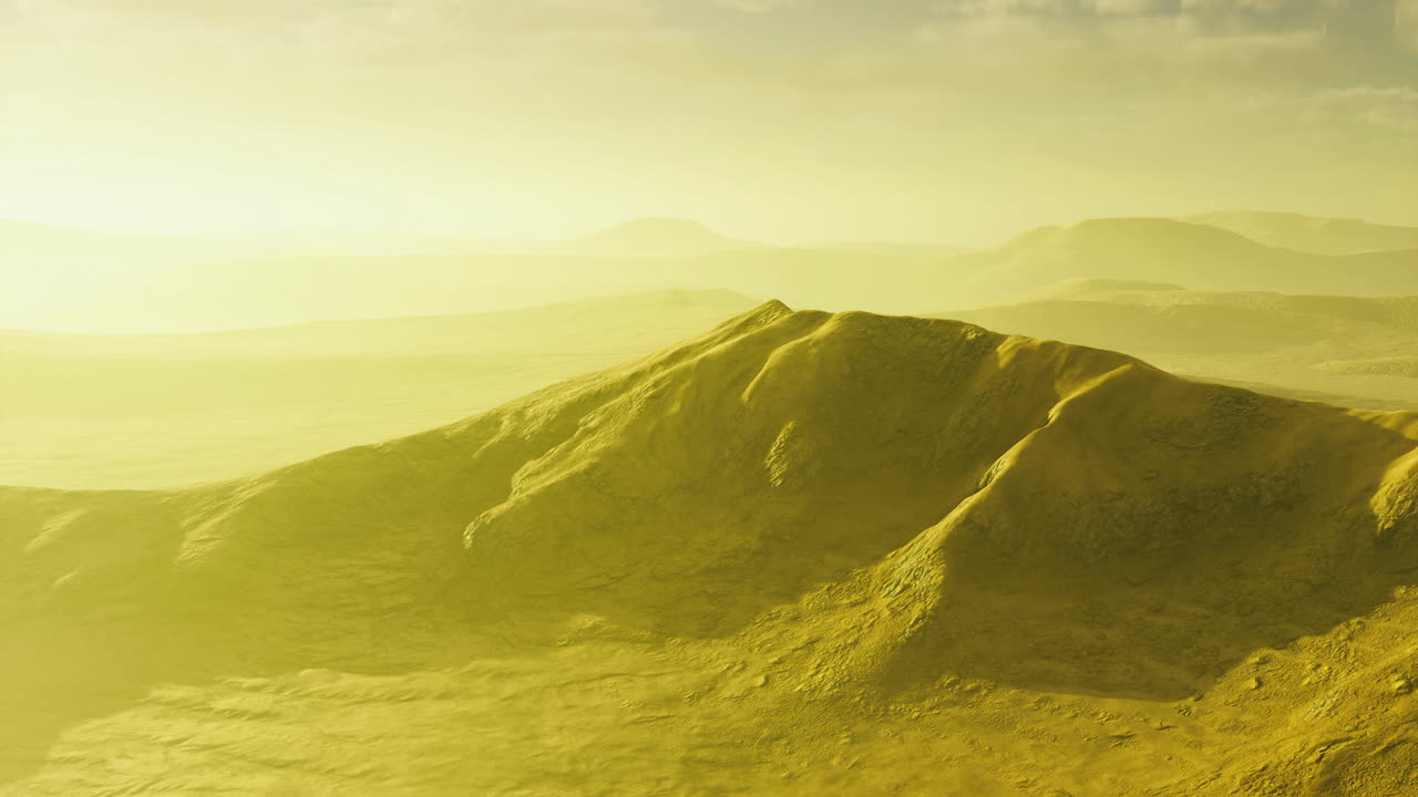 Vast landscapes of rolling hills under a golden sunlight in a serene setting
