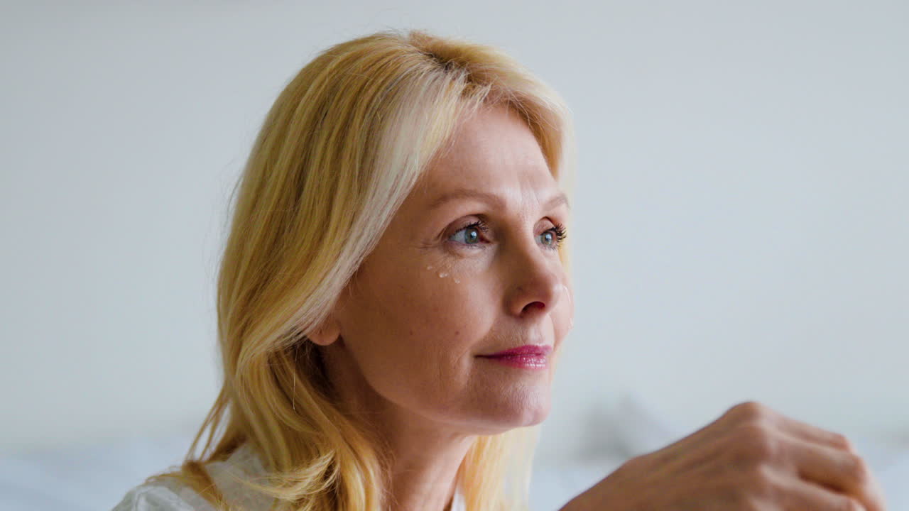 Woman doing her selfcare routine