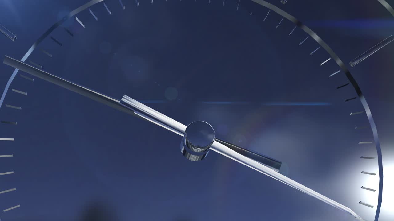 화살표와 밝은 백라이트를 가진 아름다운 3d 애니메이션 시계