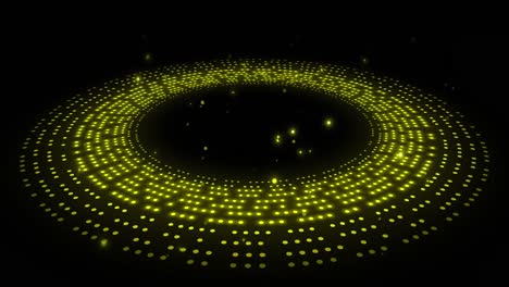 Animation-of-glowing-yellow-spots-in-circular-movement-on-black-background