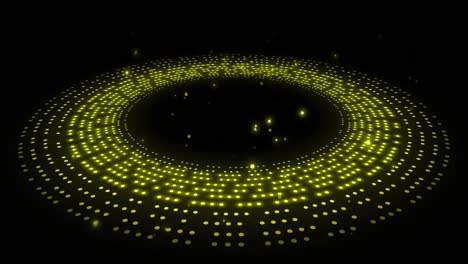 animation of glowing yellow spots in circular movement on black background