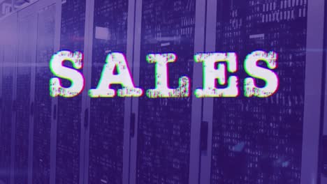animation of sales over violet server room