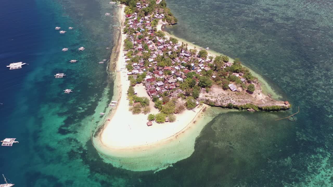 Tulang Diot island in the Philippines in the Camotes Islands, Aerial reveal shot