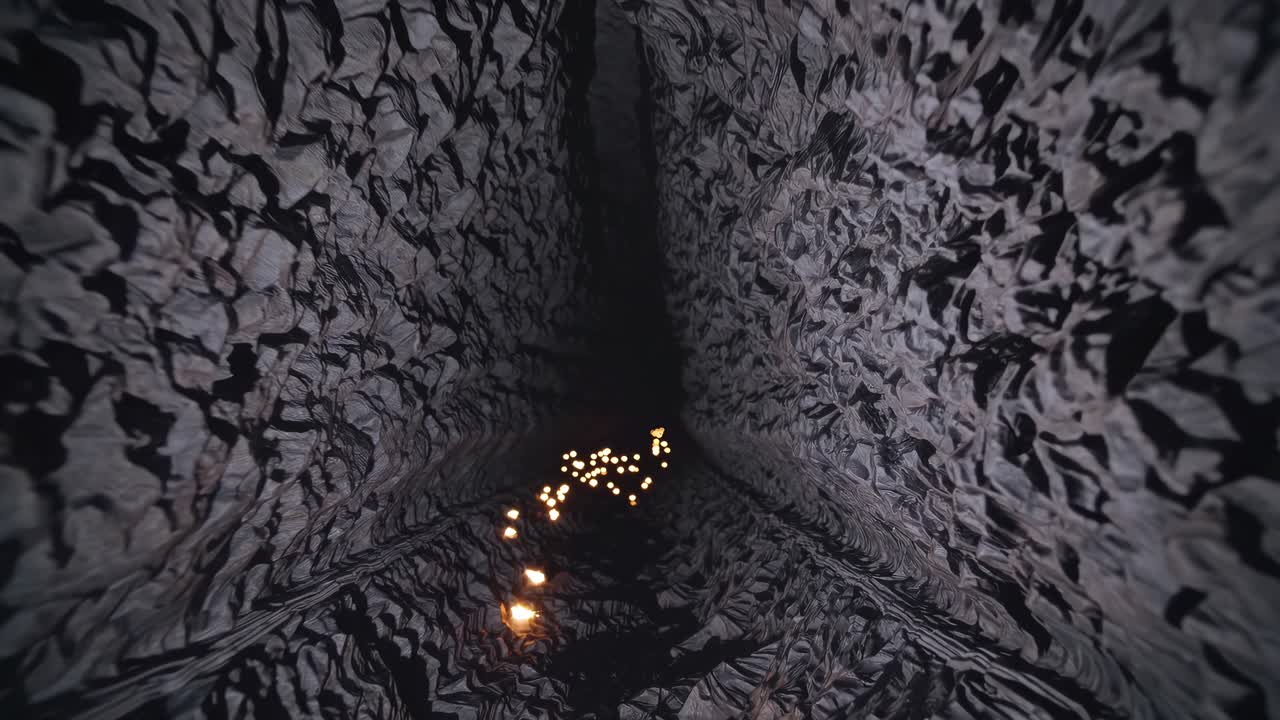 Dark Cave Tunnel with Glowing Lights