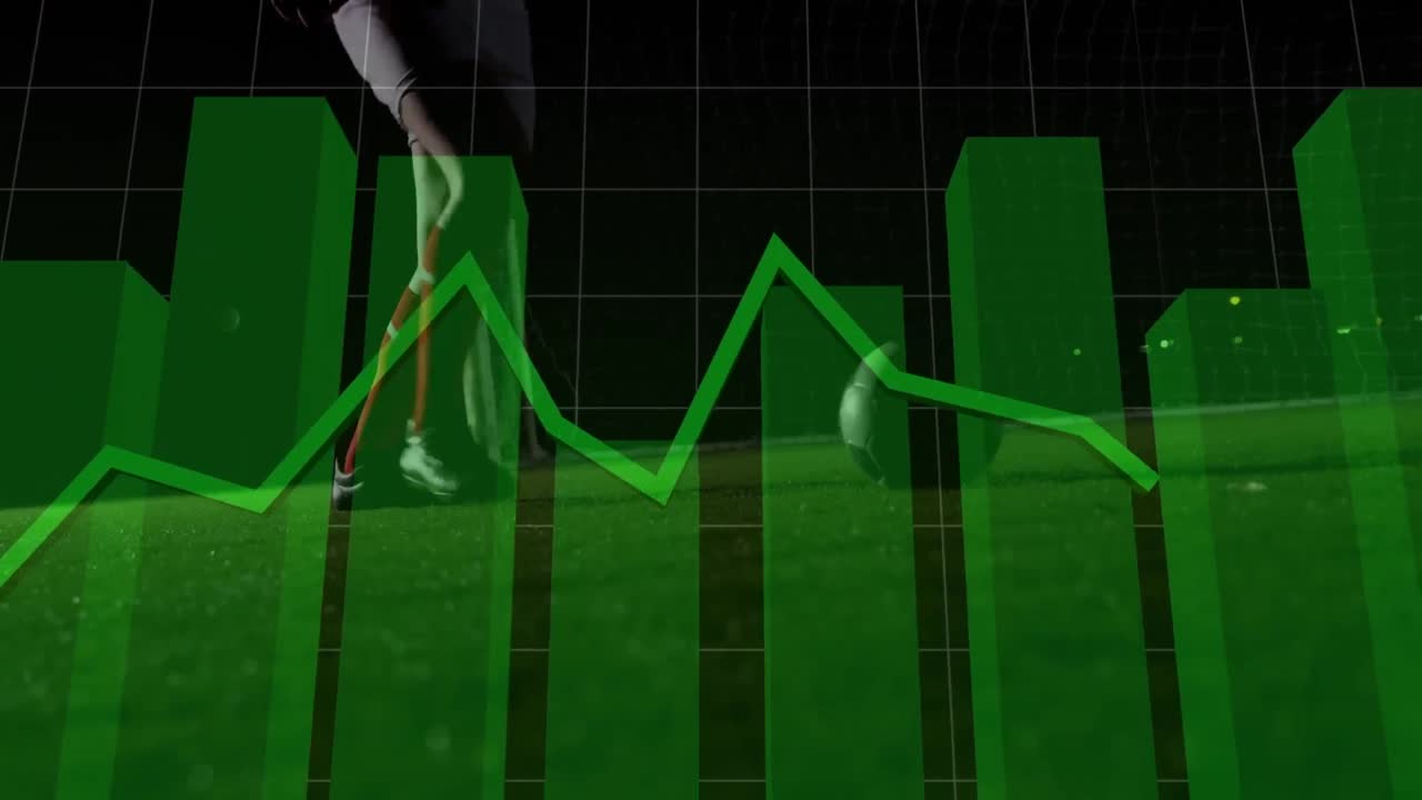 animación de gráficos sobre las piernas de un jugador de fútbol afroamericano