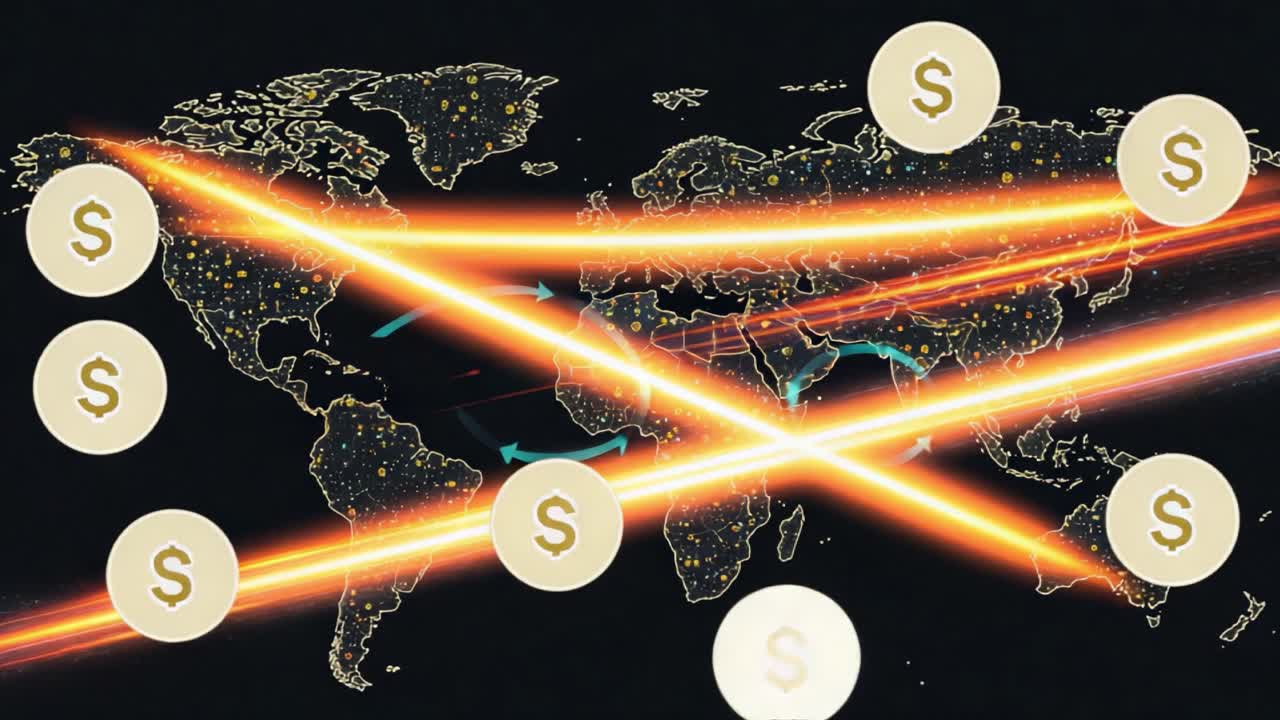 Global Financial Networks and Digital Transactions: A Visualization of Economic Activity and Currency Flow Across the World Map