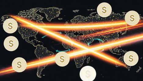 global financial networks and digital transactions: a visualization of economic activity and currency flow across the world map