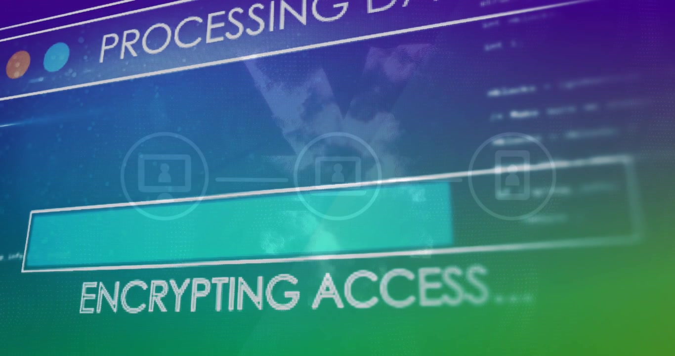 Animation of data processing and blurred background