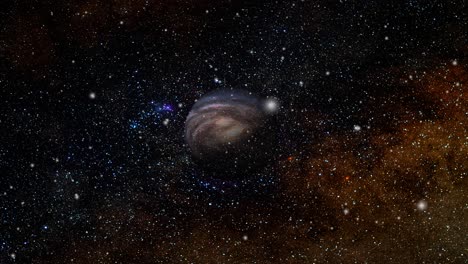 a-planet-alone-against-a-background-of-orange-nebula-clouds