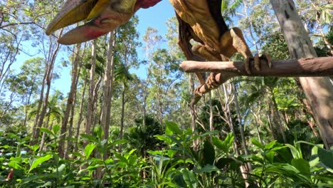 pterodactylus animatronic en un entorno de bosque exuberante