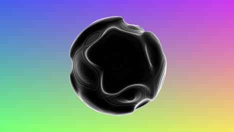 esfera líquida degradada futurista en patrón de arco iris