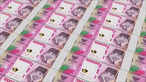 100000 indonesian rupiah banknotes printing by a money press