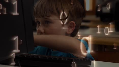 Animation-of-binary-code-over-caucasian-boy-using-laptop