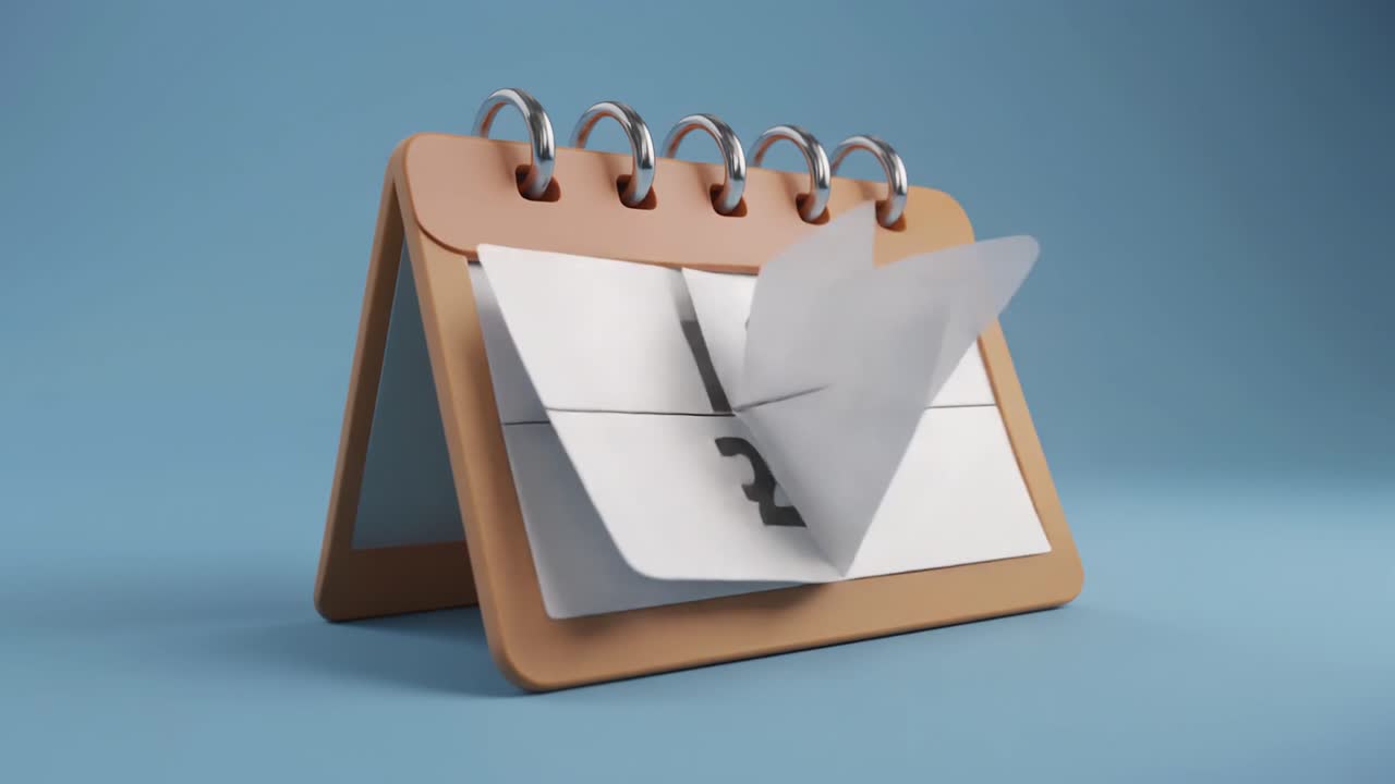 Calendario da tavolo animato con pagine che si sfogliano rapidamente