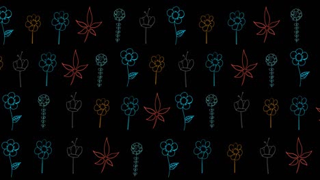 animation of multi coloured flowers on black background