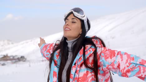 gorgeous young woman enjoying the winter view