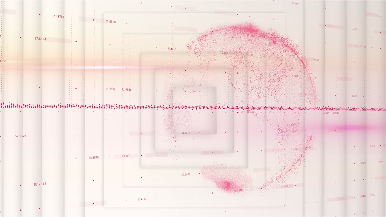 globo y procesamiento de datos contra múltiples cuadrados que se mueven sobre un fondo blanco