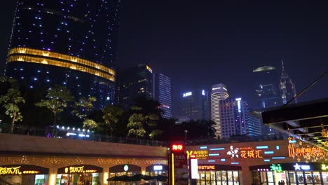 night time guangzhou city downtown famous mall entrance panorama 4k