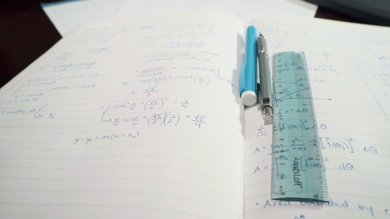 B-roll shots of math-calculus notes. Meant for atmosphere and extra scenery.