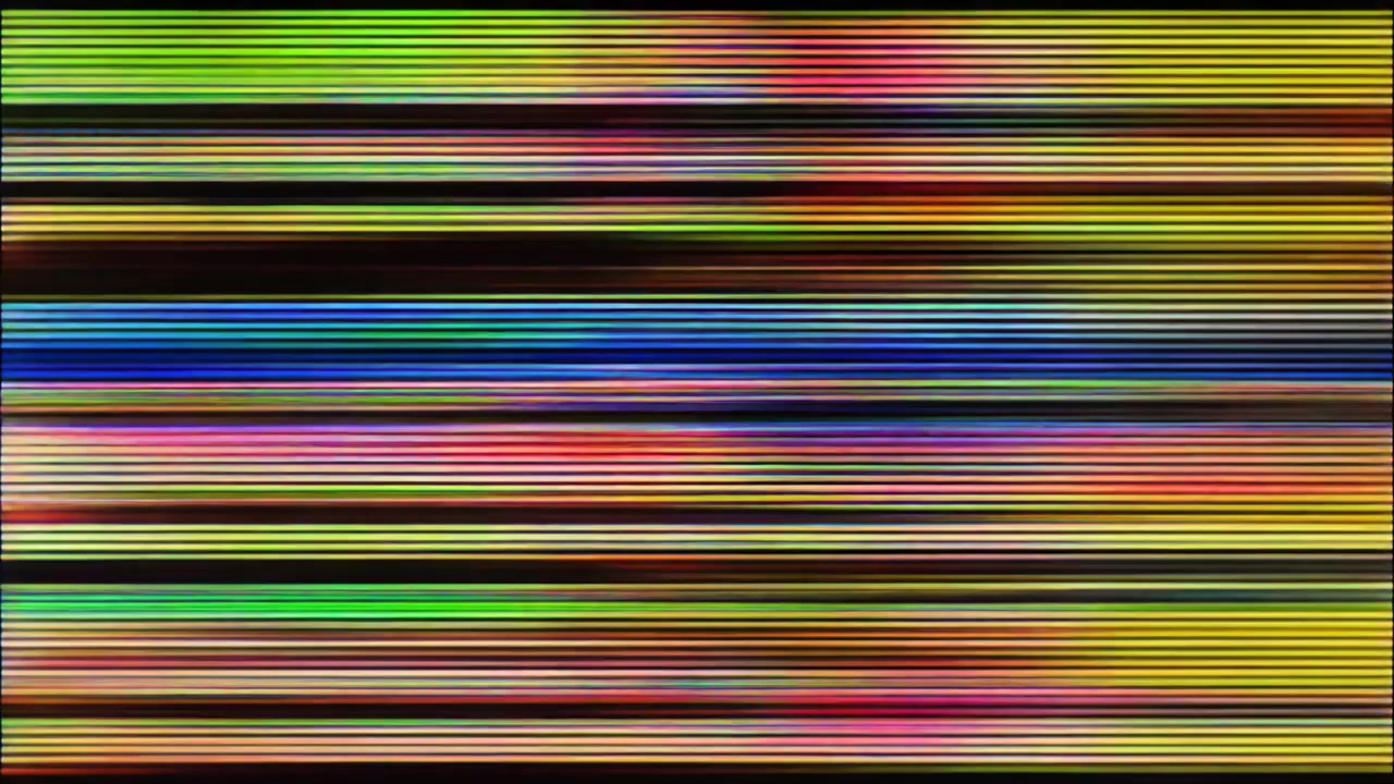 Digital Glitch Effect with Horizontal Lines and Signal Interference