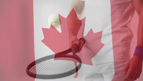 animation of flag of canada over caucasian male tennis player