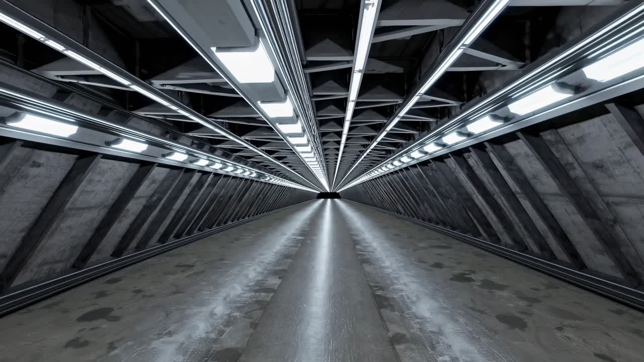 미래의 금속 터널 내부