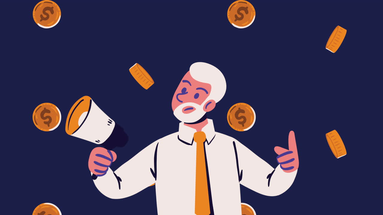 메가폰 애니메이션을 가진 은이