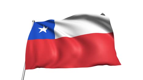 bandera de chile con estructura de tela en el viento (canal alfa, en bucle)