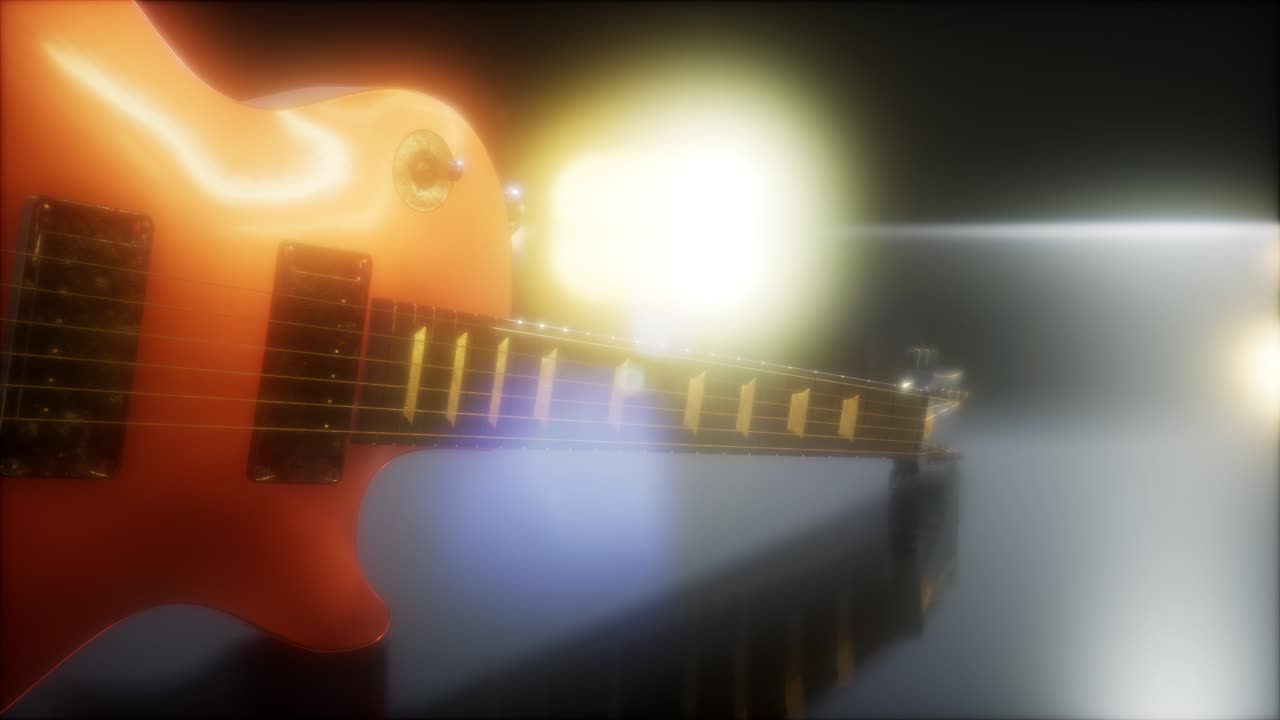 밝은 불빛으로 어두운 곳에서 전기 기타