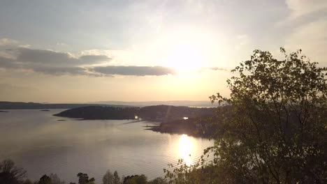 drone shot of nordstrand bad from a house during sunset in oslo, norway.mp4