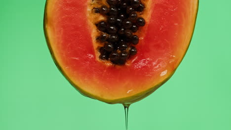 close-up of a papaya slice