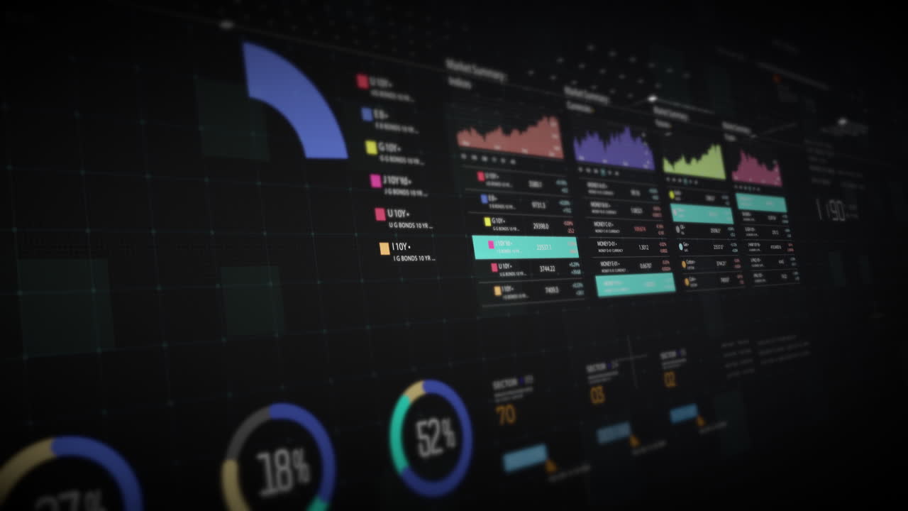 visuales de datos dinámicos para gráficos de información de negocios, gráficos animados e insights basados en datos para una maqueta de reunión de negocios. explore el mundo del comercio, las bolsas de valores y la criptografía
