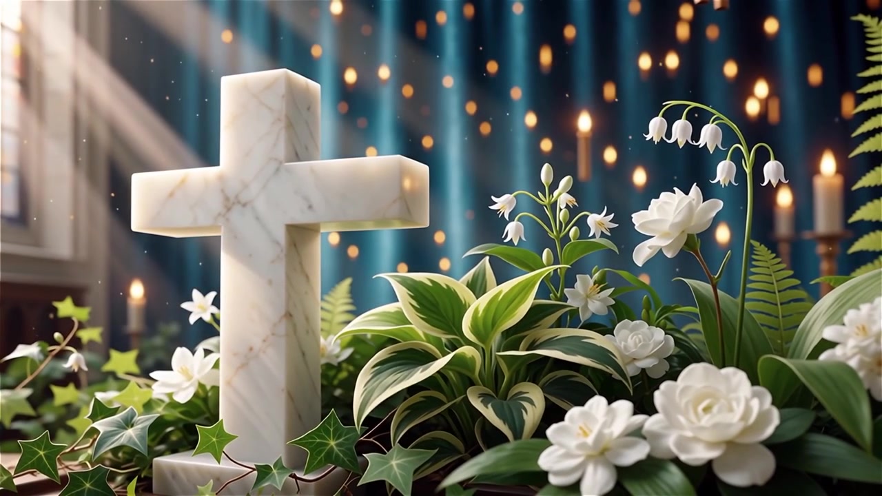 Cruz Cristiana con Luz Celestial, Fondo para Adoración.