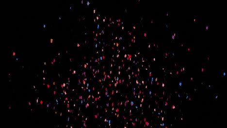 animation of multi coloured confetti falling over black background