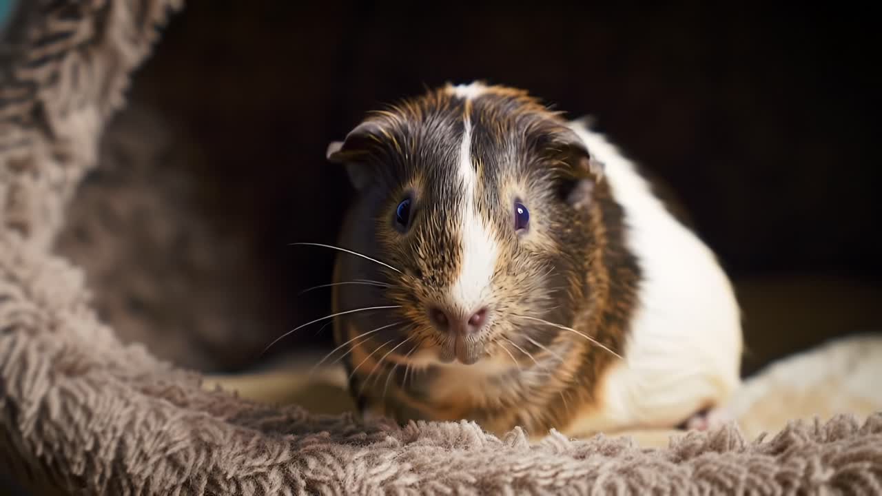Endearing Guinea Pig Interacting with Its Caregiver, Enjoying a Tasty Treat in a Cozy Environment, Showcasing Bonding Moments Between Pets and Humans