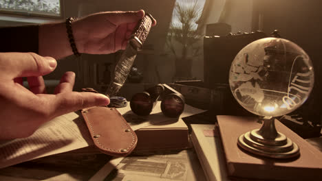 vintage spy/detective desk scene