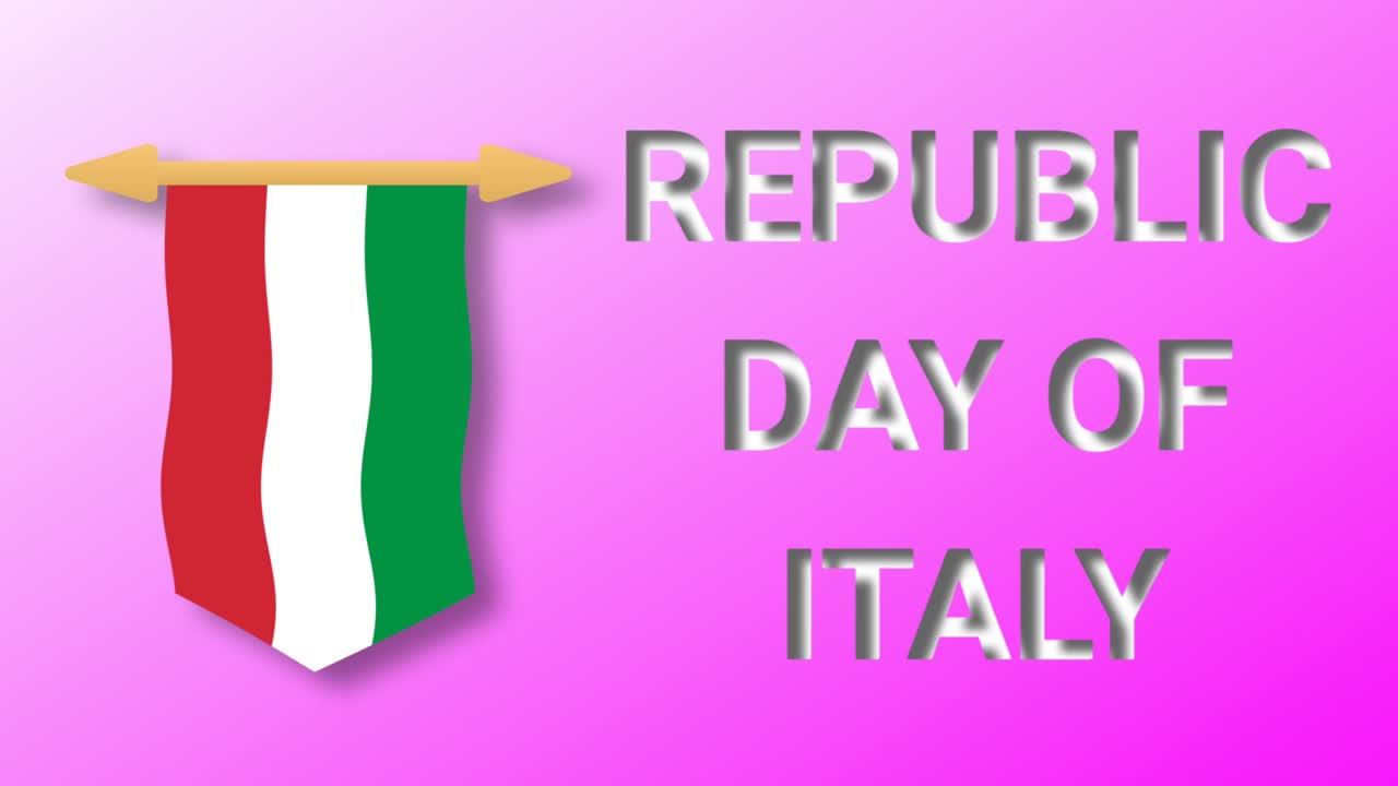Republic day of Italy seamless background on beautiful pink gradient colour. Animation of nation holiday day for Italy.