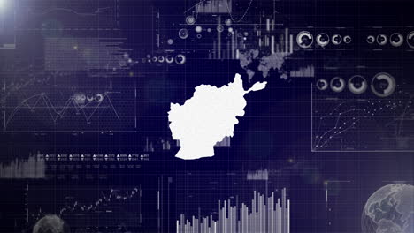 afganistán país antecedentes corporativos con elementos abstractos de gráficos de análisis de datos i mostrando análisis de datos video tecnológico con globo, crecimiento, gráficos, datos estadísticos del país de afganistán