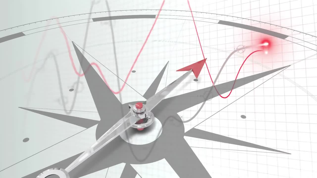 라인의 애니메이션 금융 데이터 처리 및 나침반 스피닝