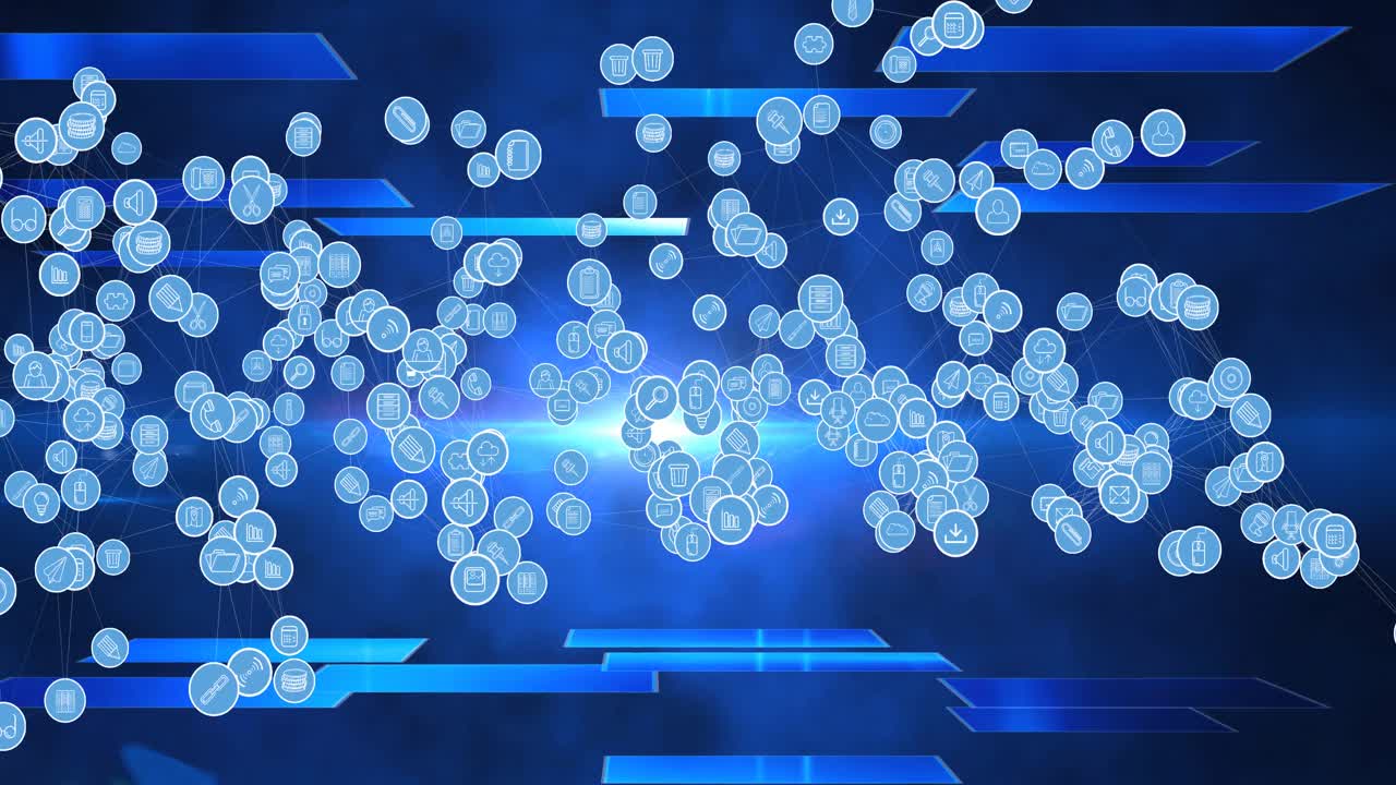 디지털 아이콘으로 연결 네트워크의 애니메이션