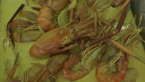 delicioso curry de camarones en malasia