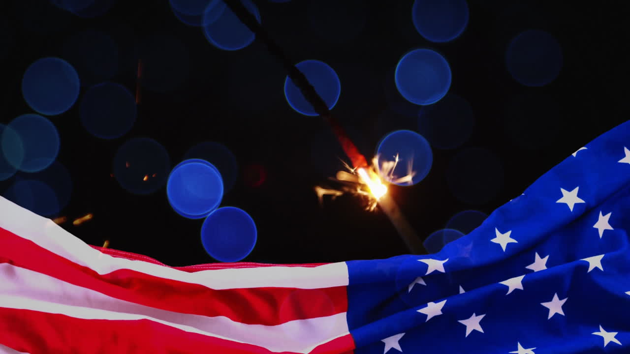 Digital animation of sparkler sparkling against bokeh background 4k
