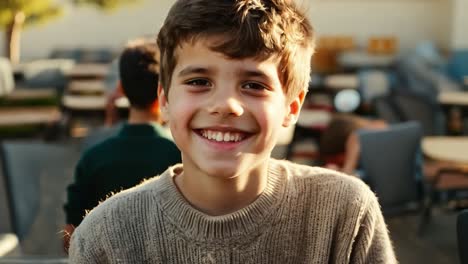 smiling boy at lunchtime