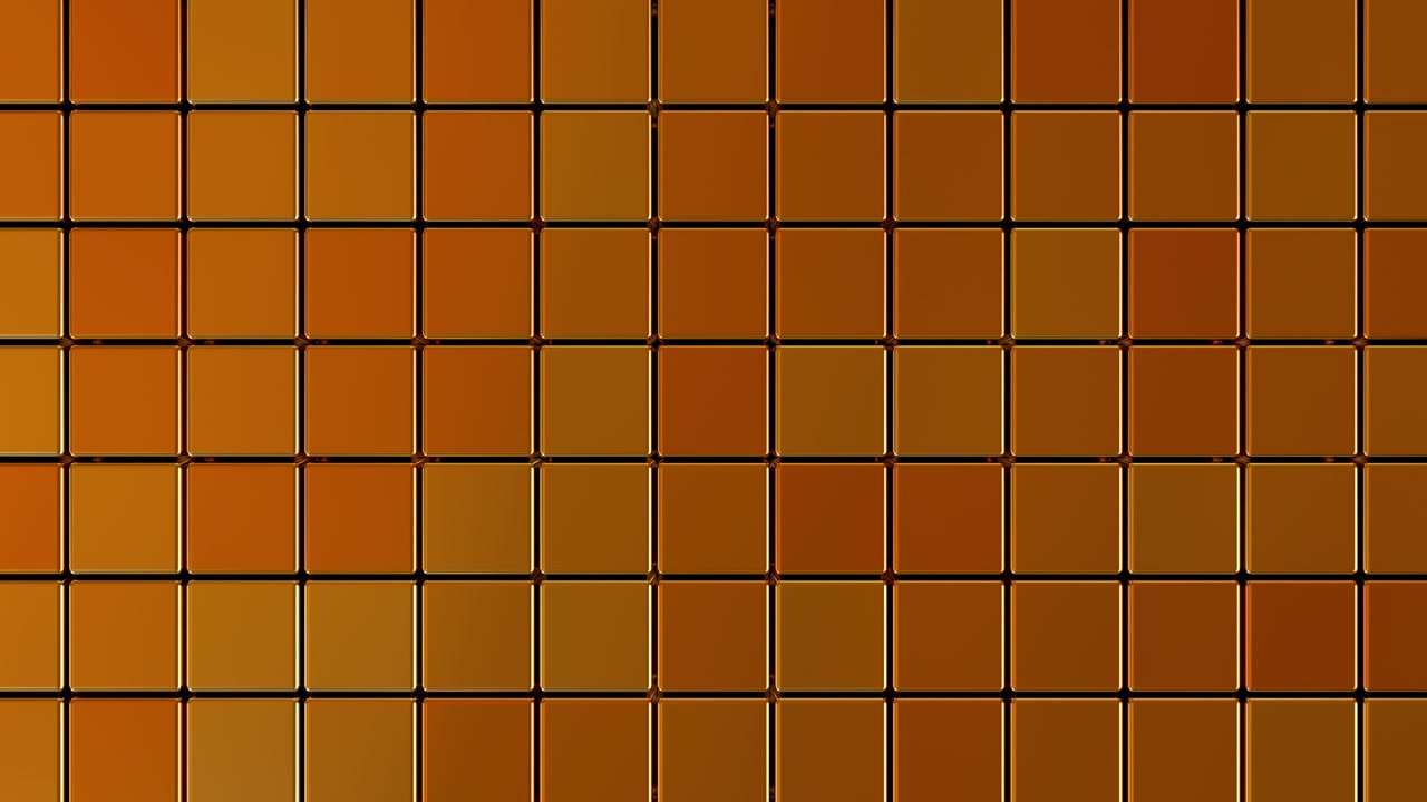 Metallic Orange Cube Explosion Transition with Central Reveal