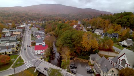 new england in autumn aerial of ludlow vermont