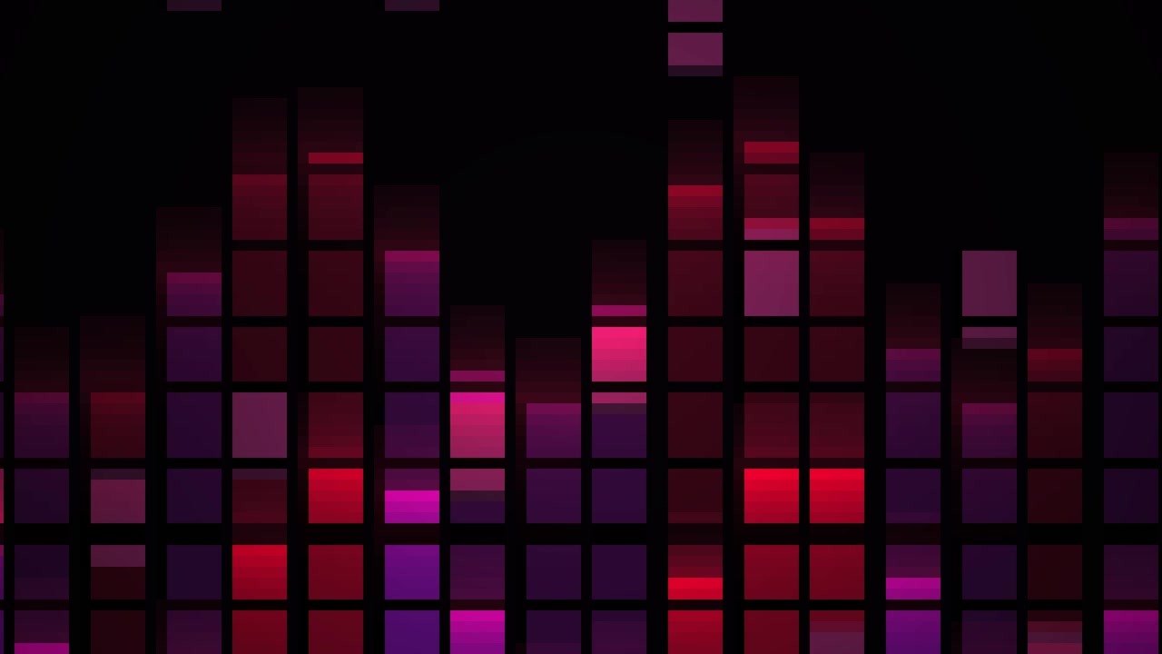 Dynamic Red and Purple Digital Audio Equalizer Visualization